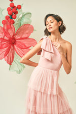 The Bow-Detail Tulle Tiered Gown