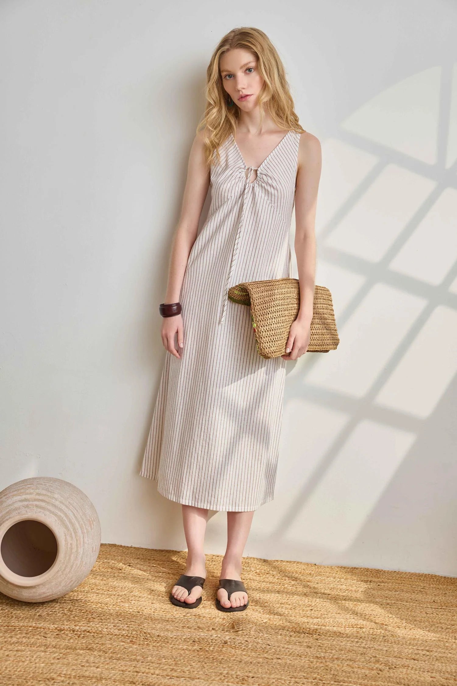 Everday Pinstripe Midi Dress
