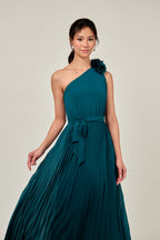 Midnight Teal Floral-Accent Gown